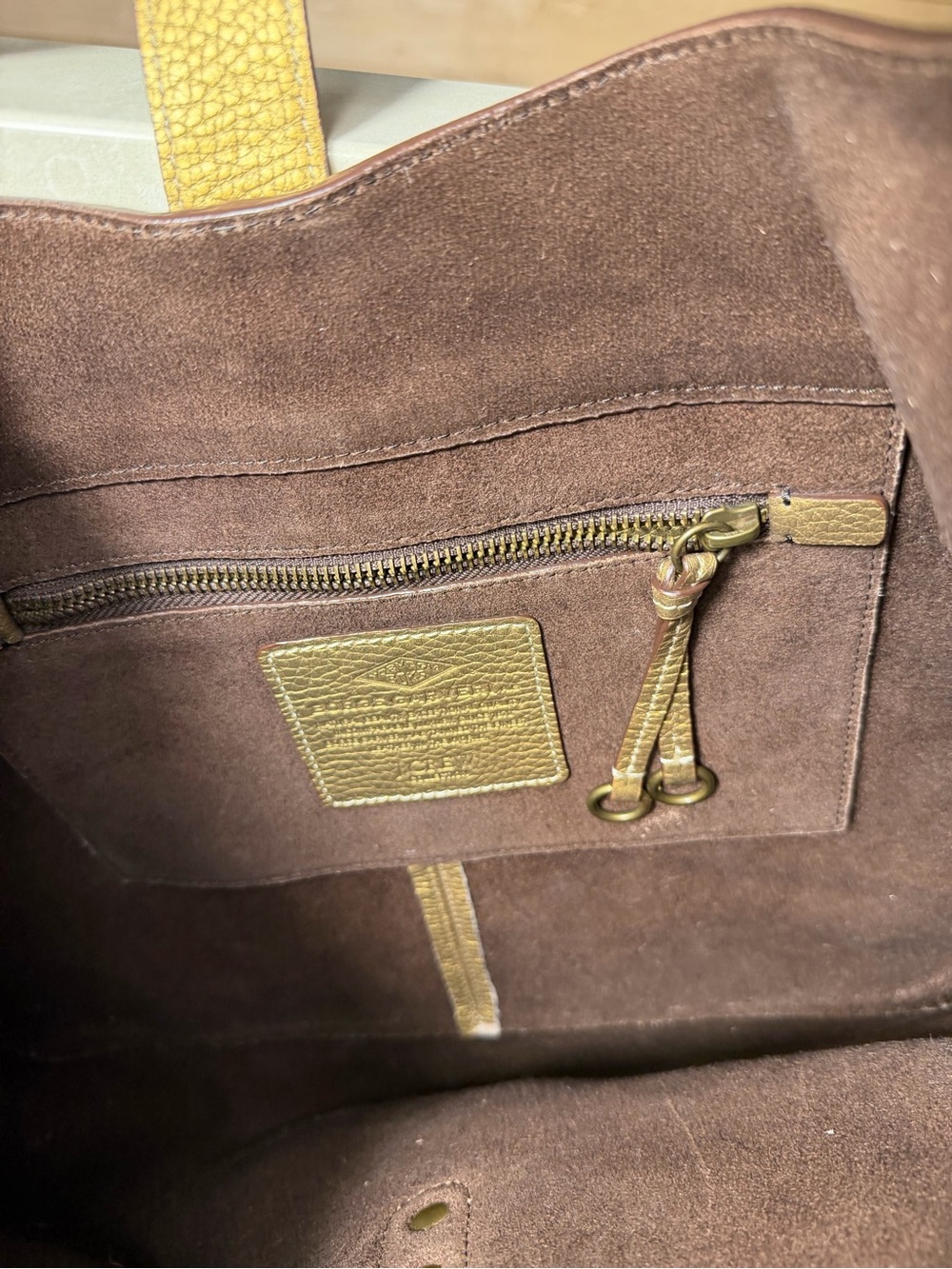 Gold Leather Hobo Shoulder Bag With Brass Accents - Picture 6 of 7